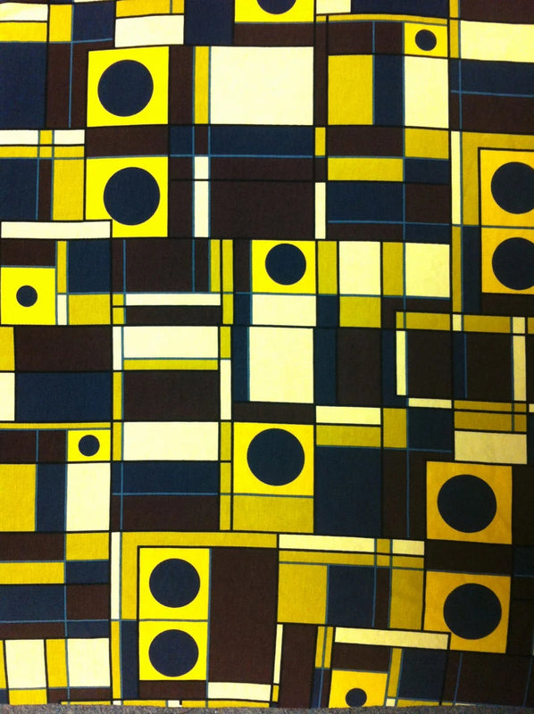 Circles & Squares Modal Spandex Fabric - Geometric Pattern, 58/60" Width