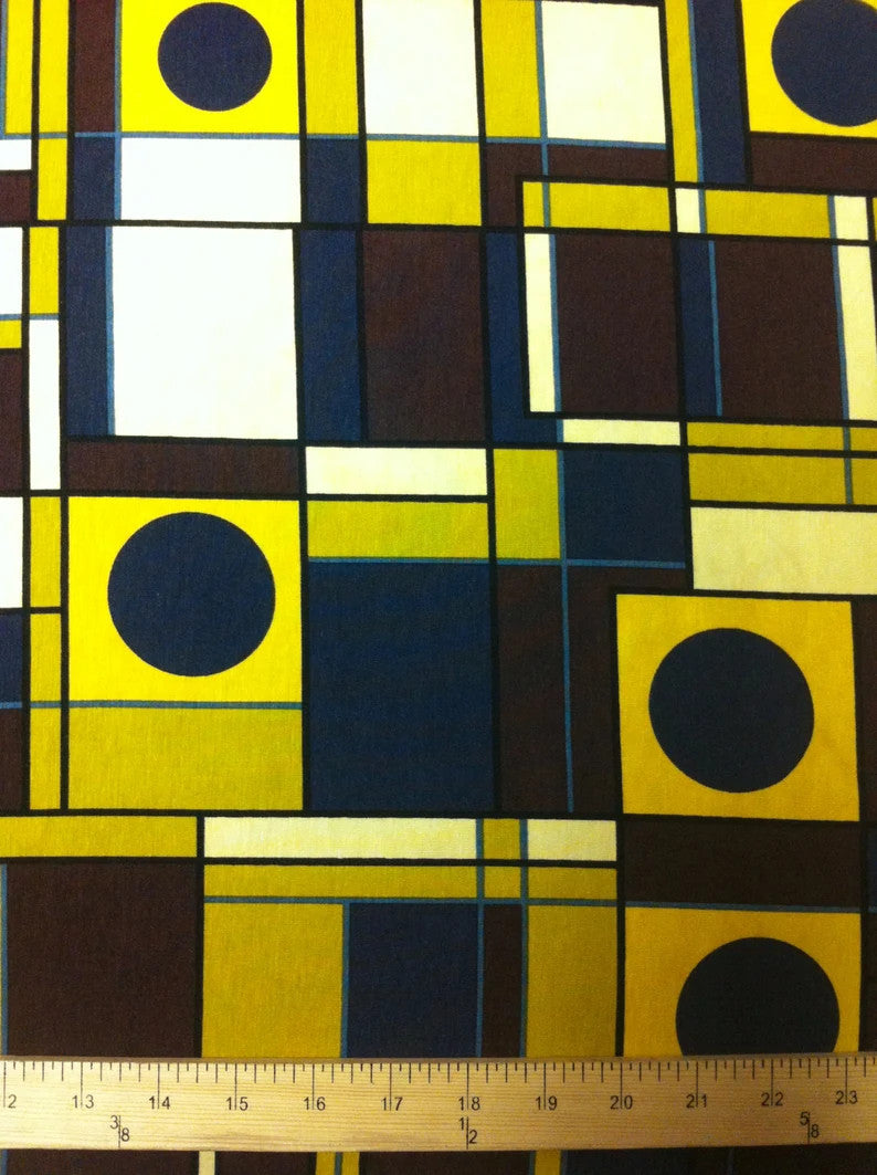 Circles & Squares Modal Spandex Fabric - Geometric Pattern, 58/60" Width
