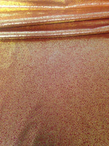 Gold Metallic Foil Micro Sparkle Dots On Rust Polyester Spandex Fabric - Rust With Gold Metallic Foil Micro Sparkle Dots, 58"-60" Width