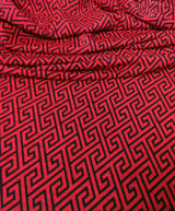 Diamond Geometric Interlocking Pattern Stretch Bulgari Jersey Polyester Spandex Fabric - Black, White Diamond Geometric Pattern, 58"-60" Width