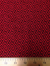 Diamond Geometric Interlocking Pattern Stretch Bulgari Jersey Polyester Spandex Fabric - Black, White Diamond Geometric Pattern, 58"-60" Width
