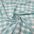 1″ inch Aqua White Checkered Gingham Polyester Poplin Fabric,