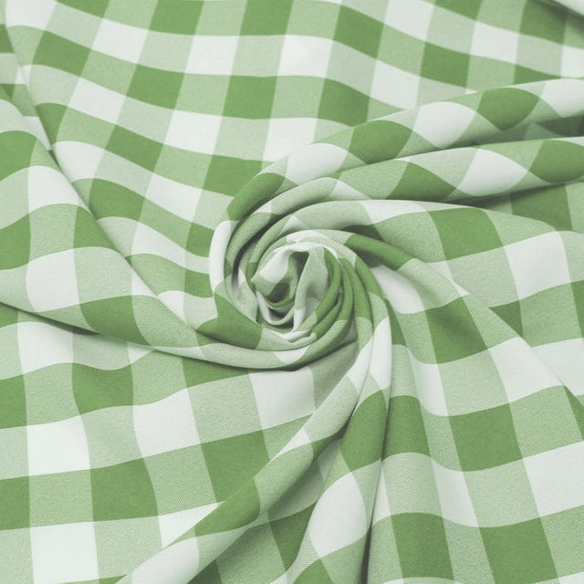 1″ inch Apple Green White Checkered Gingham Polyester Poplin Fabric,