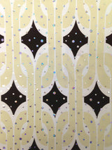 Retro Geometric Print Stretch Polyester Spandex Fabric - Silver Holographic Faux Sequins, 58" To 60" Width