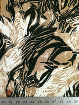 Animal Print W/ Shiny Gold Faux Sequins Ponte De Roma Polyester Spandex Fabric - Animal Print, Shiny Gold, 58"-60" Width