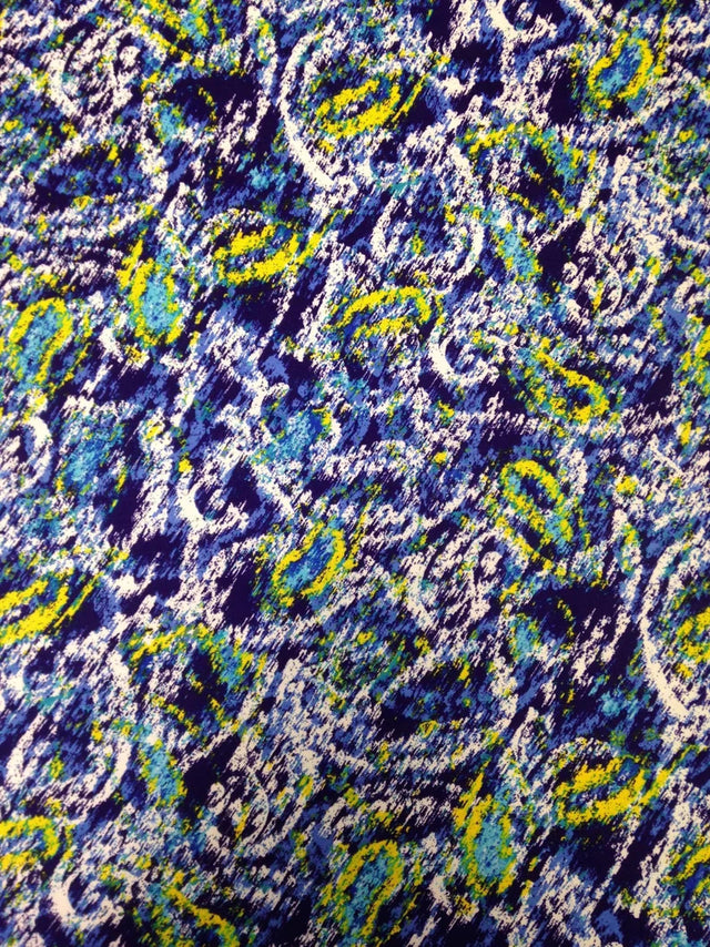 Abstract Paisley Pattern Polyester Spandex Knit Jersey Fabric - Paisley Print, Lightweight, 58" To 60" Width