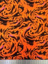 Fantastic Storm Swirl Polyester Spandex Fabric - Hot Pink, Orange Swirl Pattern, 58"-60" Width