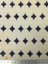 Retro Geometric Print Stretch Polyester Spandex Fabric - Silver Holographic Faux Sequins, 58" To 60" Width