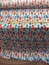 Rayon Challis Feather Print Blue Multicolor