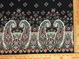 Rayon Challis Black Pink Paisley
