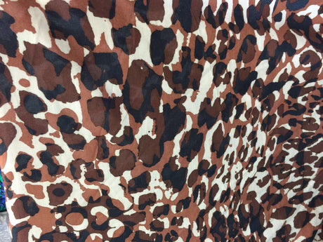 Rayon Challis Camouflage Brown Off White