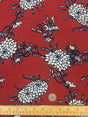 Floral Crepe Dress Fabric Marsala Red White Navy