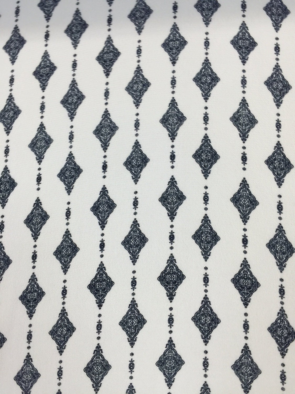 Polyester Spandex Crepe Fabric in White Navy