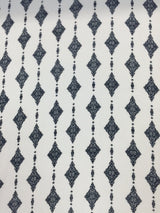 Polyester Spandex Crepe Fabric in White Navy