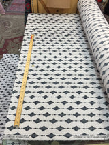 Polyester Spandex Crepe Fabric in White Navy