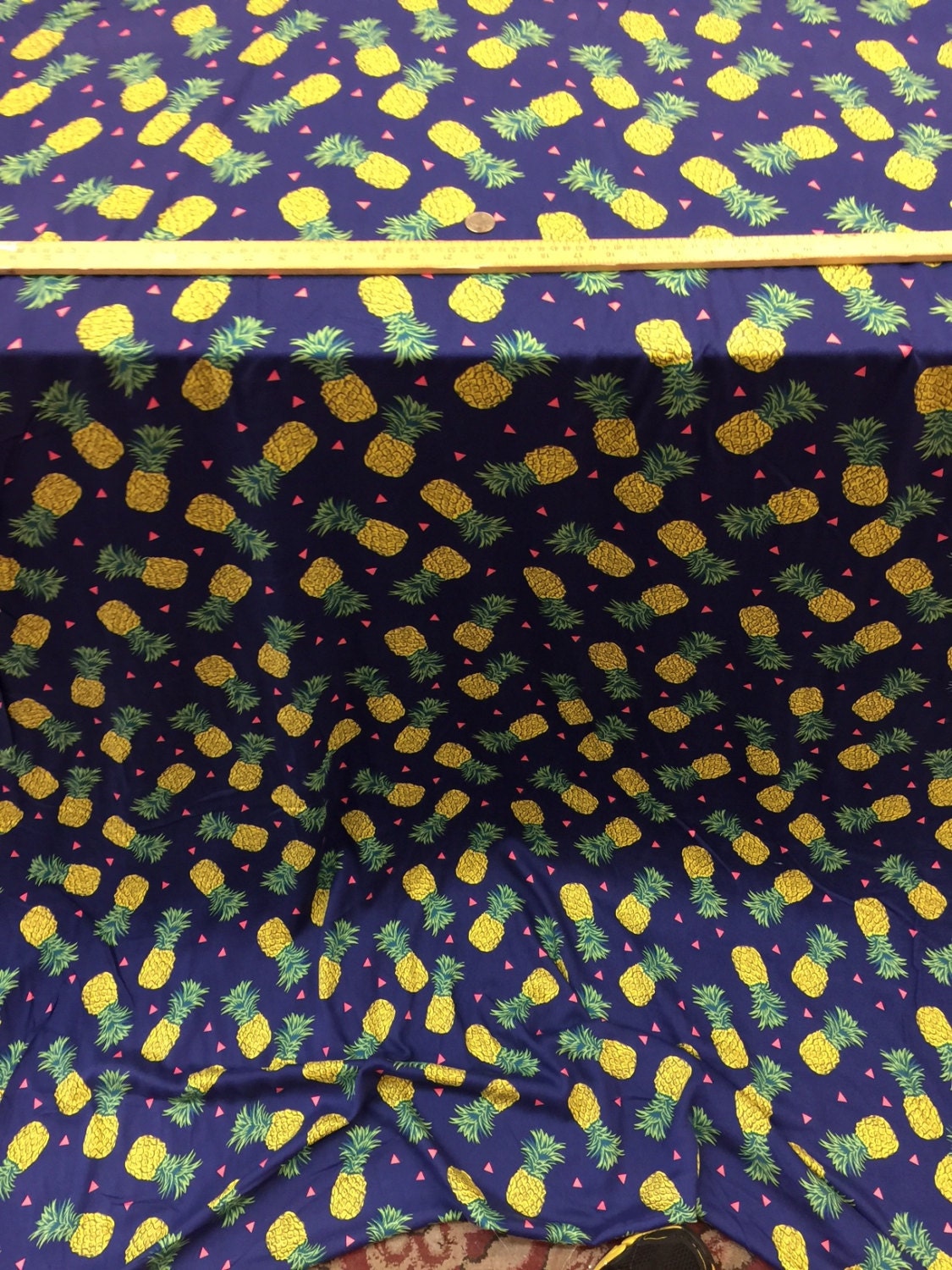 Rayon Double Weight Pineapple Print Navy Blue