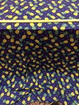 Rayon Double Weight Pineapple Print Navy Blue