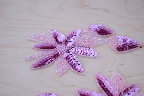 Pink Sequin Flower Applique Patch