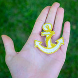 Anchor Patch White Metallic Gold