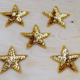 Star Patch Gold Sequin Beaded Iron-On