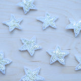 Star Patch White Sequin Beaded 0.75"