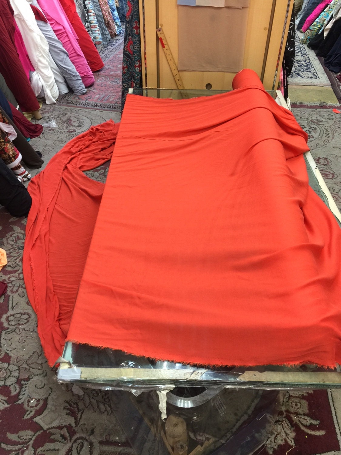 Rayon Challis Fabric Orange