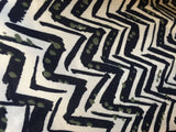 Rayon Challis Navy Blue Chevron Dots