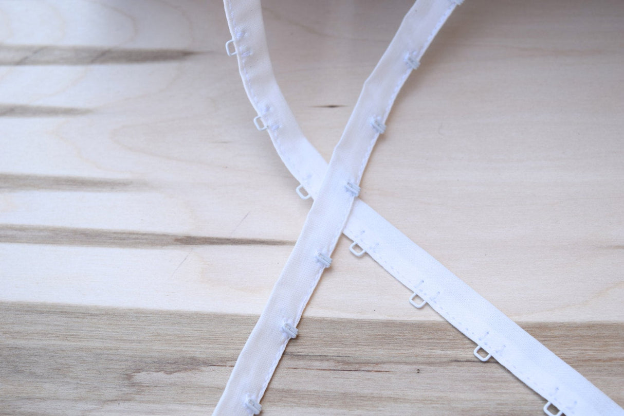 Hook and Eye Tape White Cotton