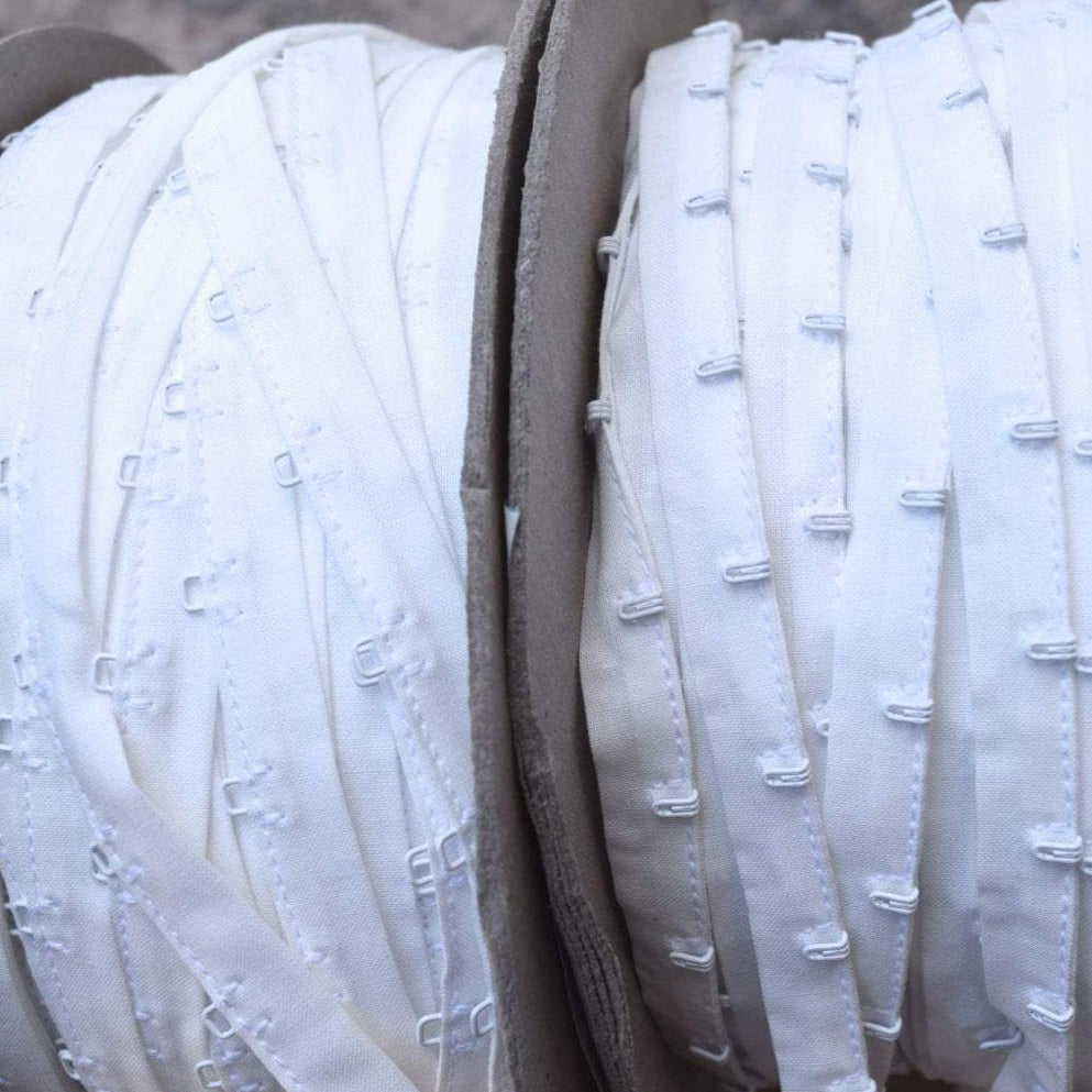 Hook and Eye Tape White Cotton