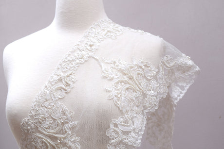 Beaded Lace Trim White Ivory 9 Inch