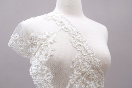 Beaded Lace Trim White Ivory 9 Inch