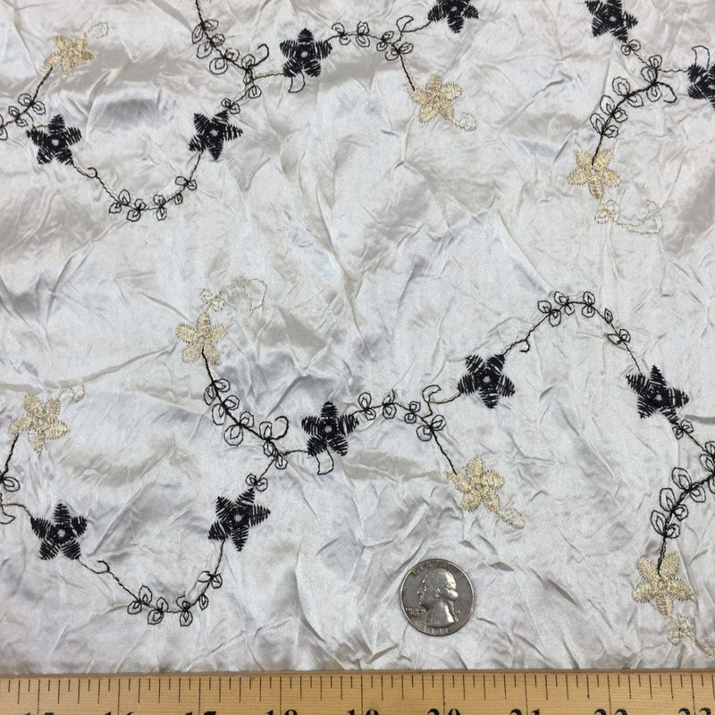 Embroidered Floral Taffeta Ivory