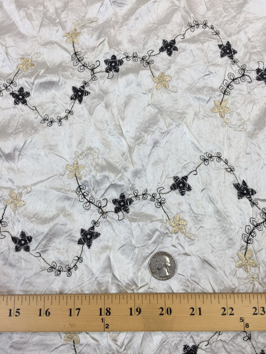 Embroidered Floral Taffeta Ivory