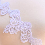 Beaded Bridal Lace Trim 3 Inch White Ivory