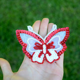 Butterfly Patch Red White Sequin Bead