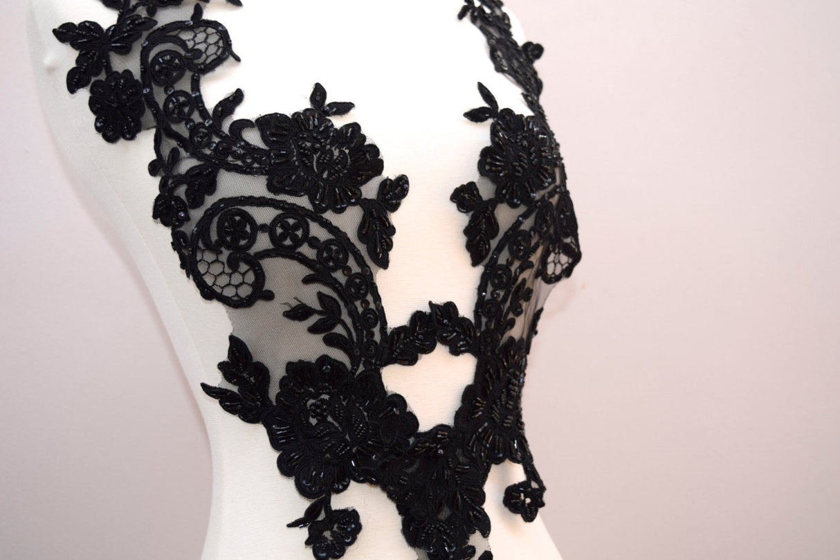 Beaded Applique Black Pair