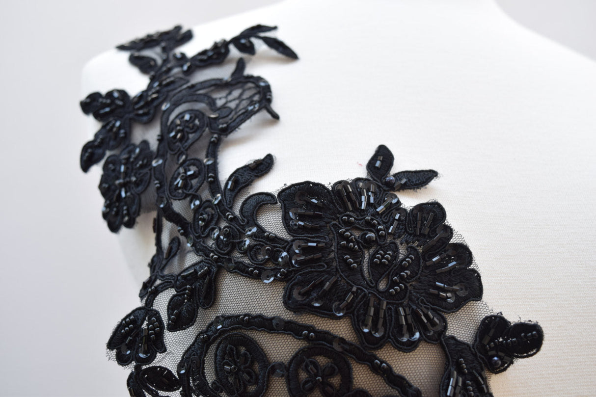 Beaded Applique Black Pair