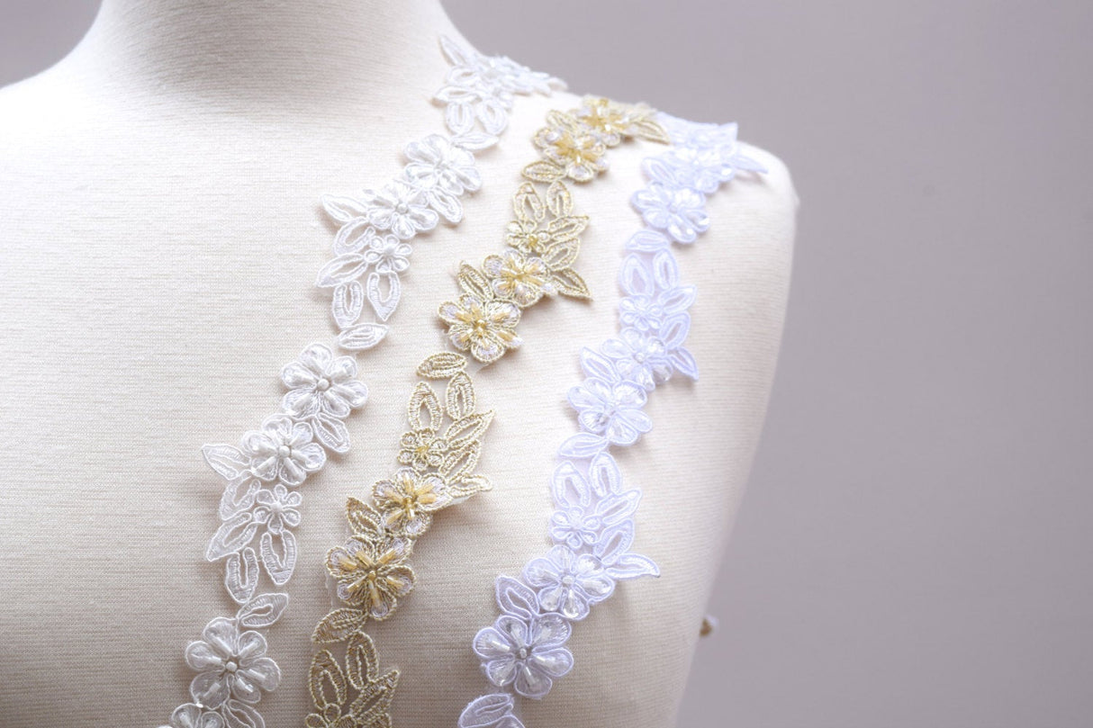 Beaded Bridal Lace Trim 1 Inch