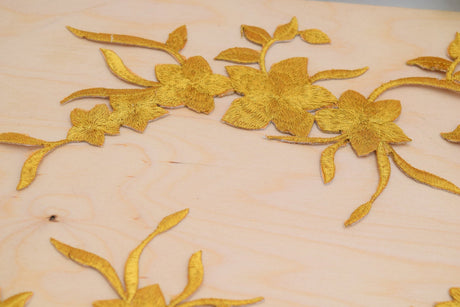 Embroidered Gold Flower Patches