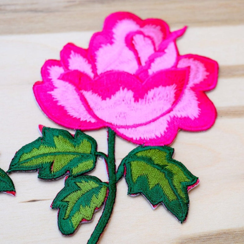 Flower Embroidery Patch Hot Pink