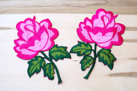 Flower Embroidery Patch Hot Pink