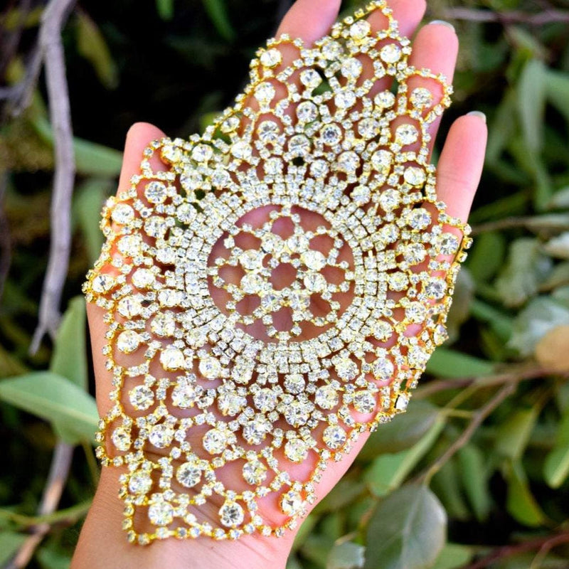 Rhinestone Applique Antique Gold