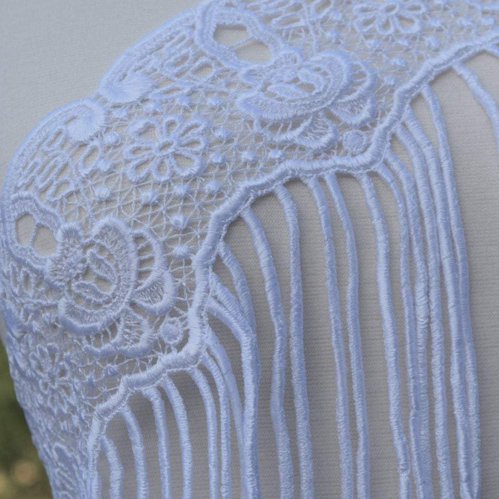 Venice Lace Fringe Trim White 9 Inch