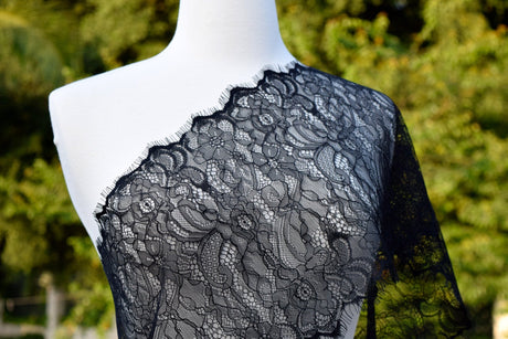 French Chantilly Lace Trim Black