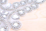 Rhinestone Bridal Applique Silver Double Swirl