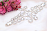 Rhinestone Bridal Applique Silver Double Swirl