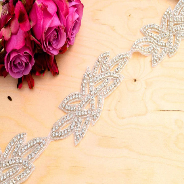 Rhinestone Applique Trim Silver Heat Transfer
