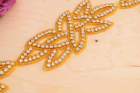 Gold Rhinestone Iron-On Applique