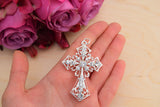 Rhinestone Cross Charm Gold Silver