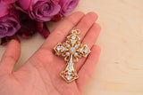 Rhinestone Cross Charm Gold Silver